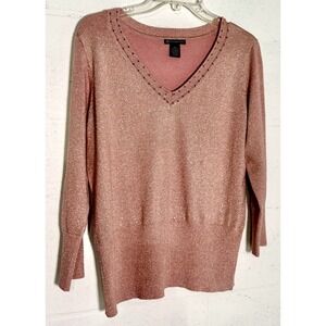 Rose Gold Shimmer sweater 89 & Madison XL Beaded VNeck Office Siren LS Going Out